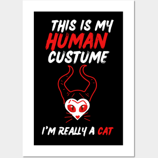 hiv aids Awareness Halloween funny lazy This is my human custume I'm really a cat Posters and Art